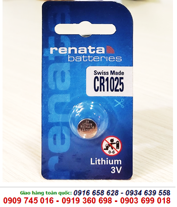 Renata CR1025, Pin đồng xu 3v lithium Renata CR1025 chính hãng /Loại vỉ 1viên